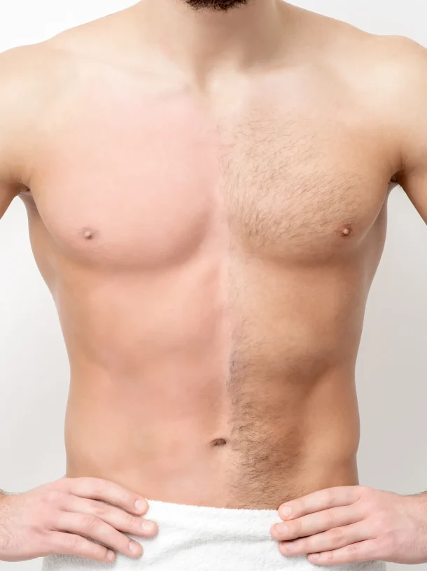 young-caucasian-man-with-bare-chested-before-after-waxing-his-hair-stands-white-background